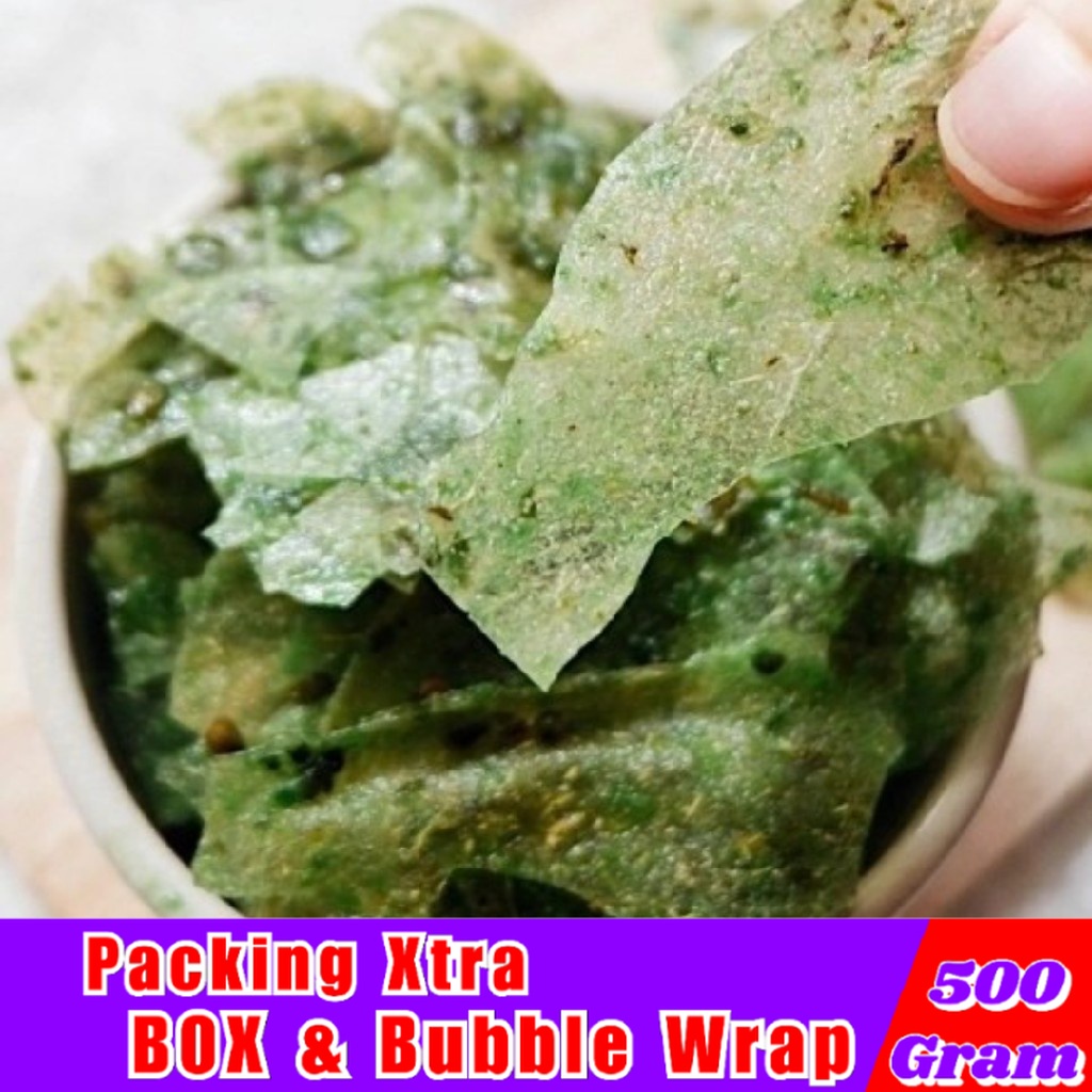 

Keripik Kaca Cabe Ijo 500gr / keripik kaca jajanan khas daerah - Hufaida Snack makanan ringan