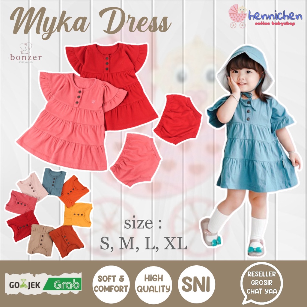 PROMO 7.7 PROMO BAJU LEBARAN MURAH BONZER MYKA DRESS SET DRESS BAYI ANAK FASHION ANAK PEREMPUAN