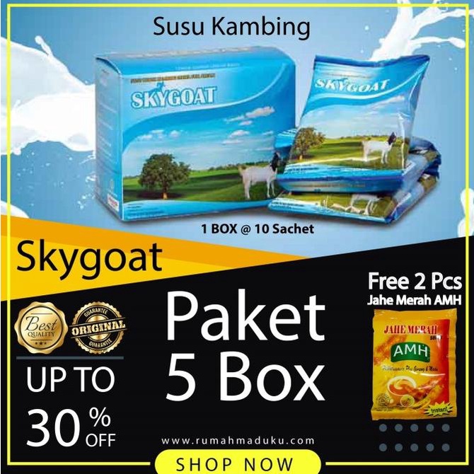 

BISA COD PAKET 5 BOX | SUSU KAMBING SKYGOAT | SUSU KAMBING ETAWA | 5X10Sac@20gr