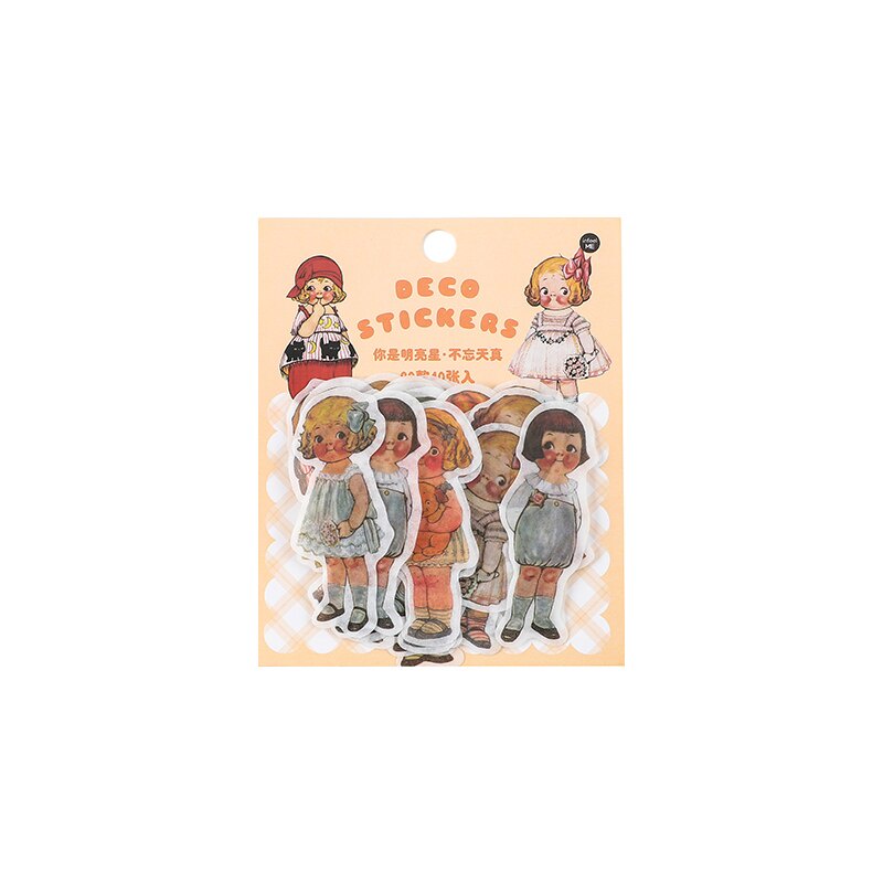 40 PCS Washi Paper Cute Cartoon Super Star Boys Girls Decorative Stickers-4