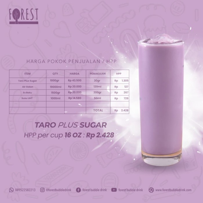 

nh201dd Bubuk Minuman Taro 1000G Plus Gula - Forest Bubble Drink - Powdr+Bublewrap Ds201Fs