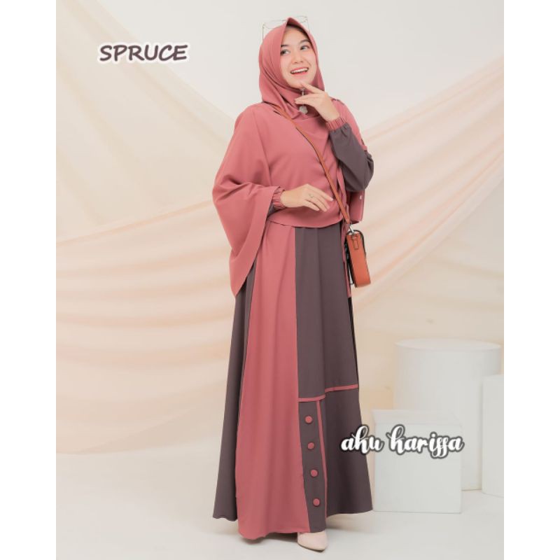 Gamis Wanita Model Terbaru Azwa Syari | Fashion Muslim Baju Gamis Set Kerudung Panjang
