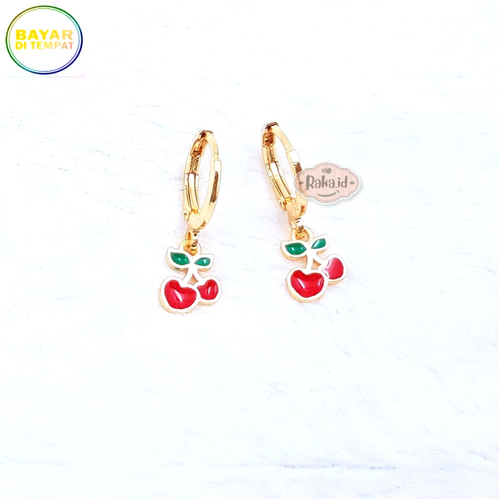 RAKA Acc - Anting Clip / Klip / Anting Anak 2 Cherry Pipih Xuping Perhiasan Aksesoris Anak 533