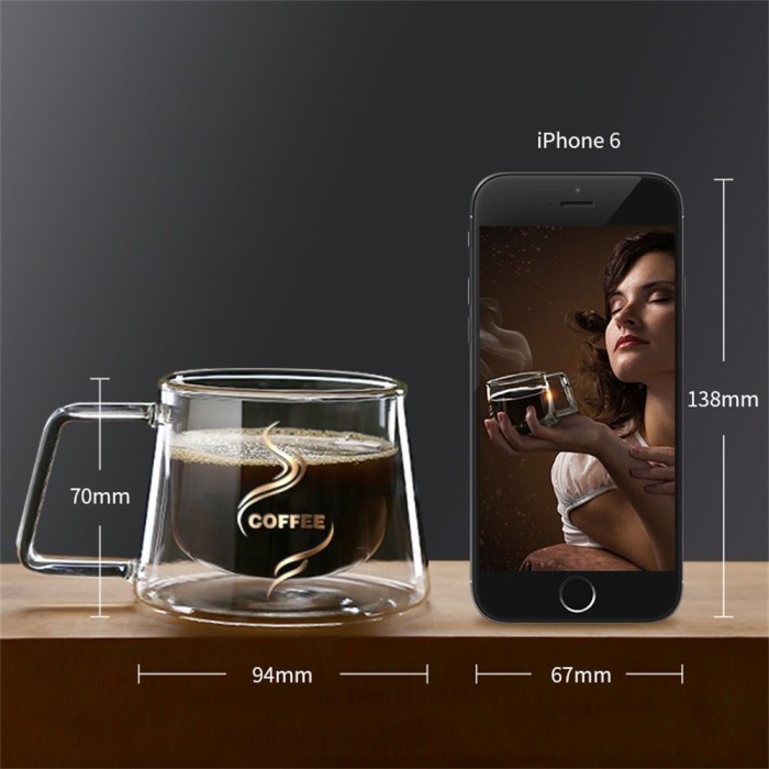 Cangkir Kopi Doomed Double Glass Coffee Mug 200ml