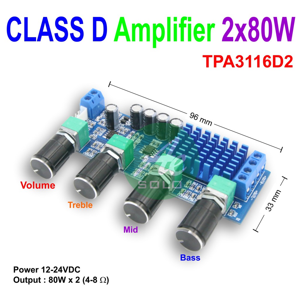 Jual Audio Amplifier Digital Class D TPA3116D2 2x 80W Tone Control