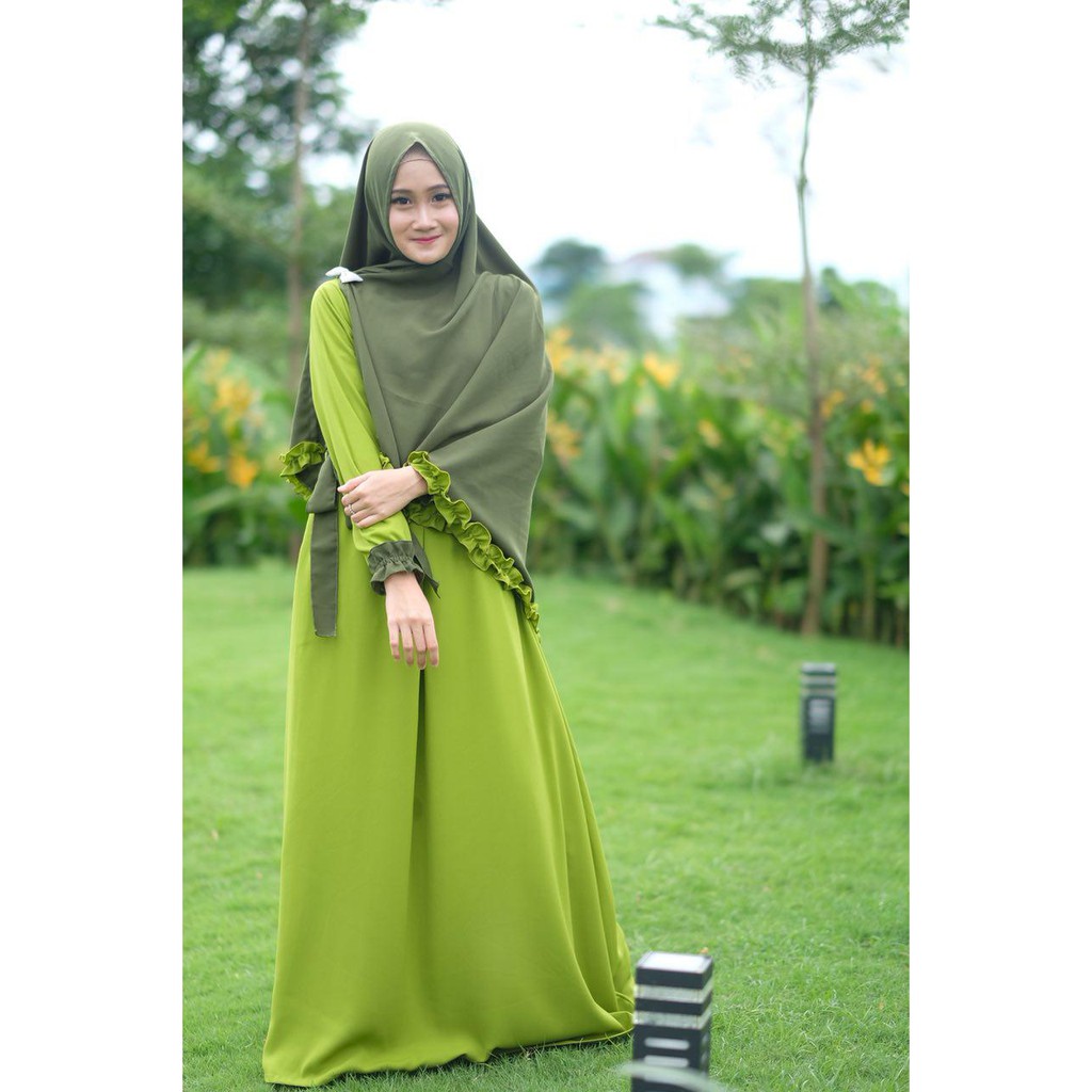 25 Trend Terbaru Model Gamis  Warna Hijau  Lemon  Tricia 