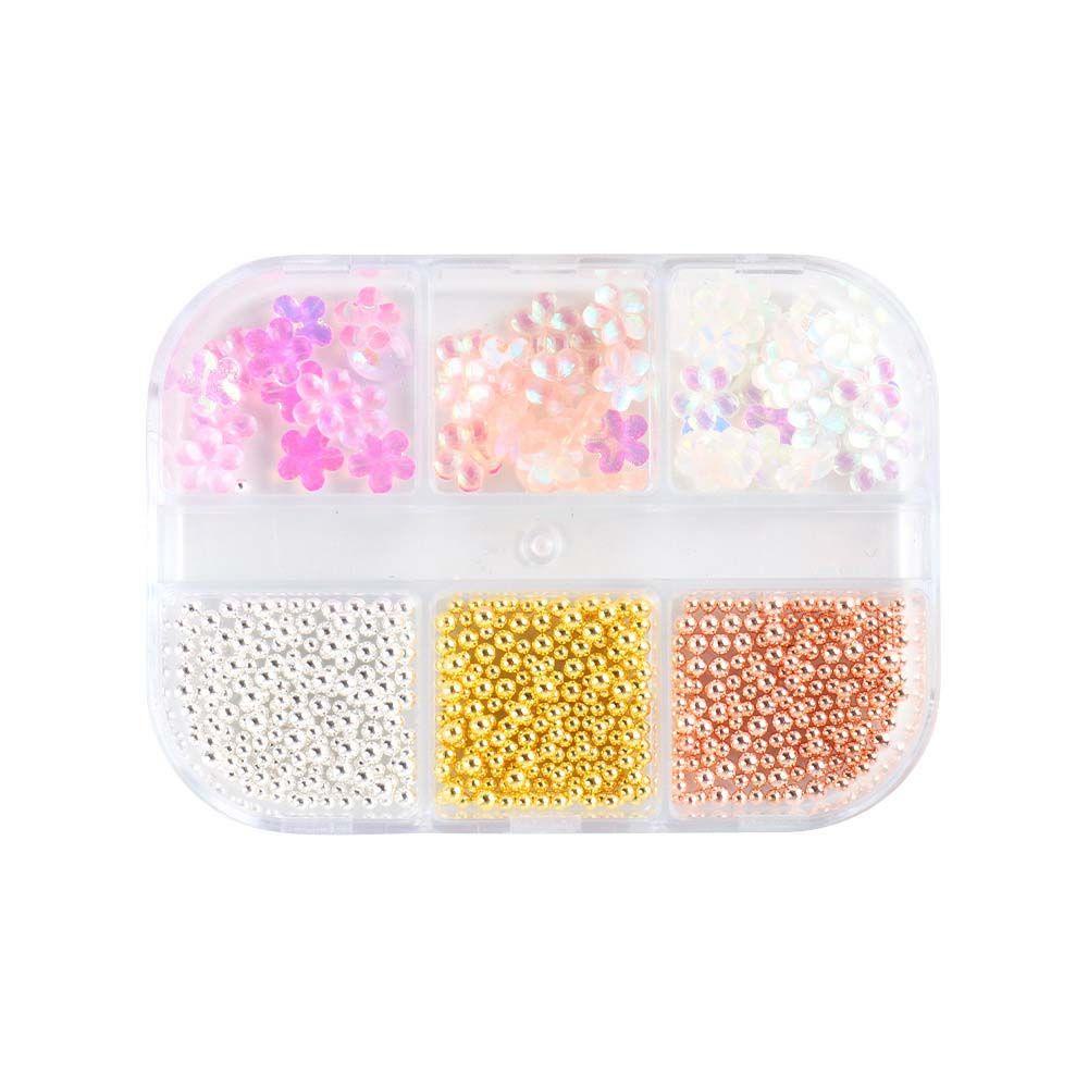 Mxbeauty Bunga Nail Art Rhinestones Permen Warna Akrilik Lima Kelopak Bunga Resin Pesona Kaviar Manik-Manik Perhiasan DIY Dekorasi Nail Art