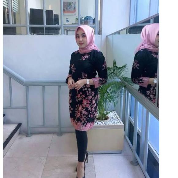 Suplier Stok Terbatas!.. Tunik Batik Modern Buketan Pink ezeN1Z9SWLLQkE