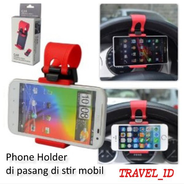 Tempat HP mobil - phone car holder - dudukan handphone mobil - Car Steering Wheel Phone Holder