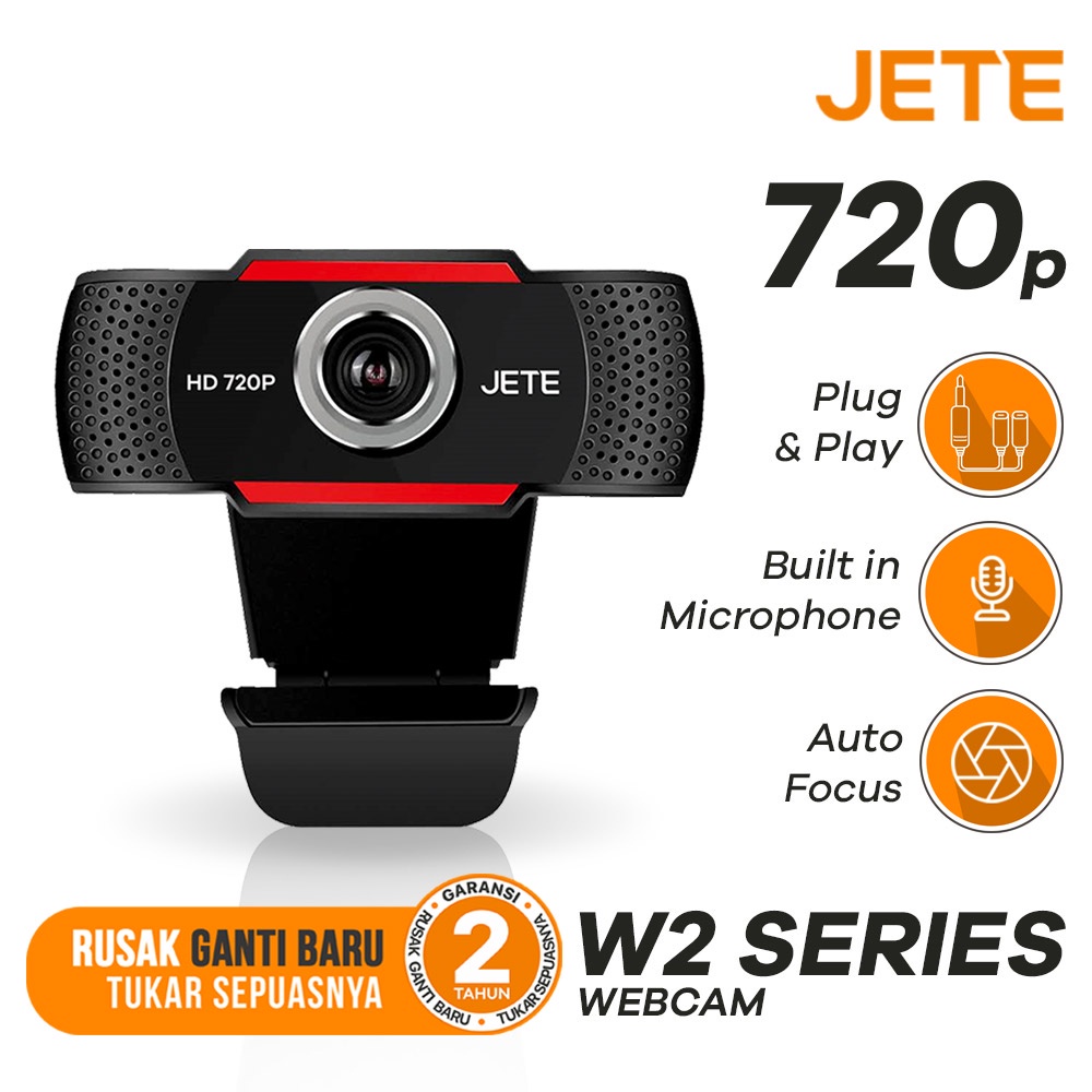 Webcam HD | Camera 720p HD JETE W2 with Build In Mic - Garansi 2 Tahun