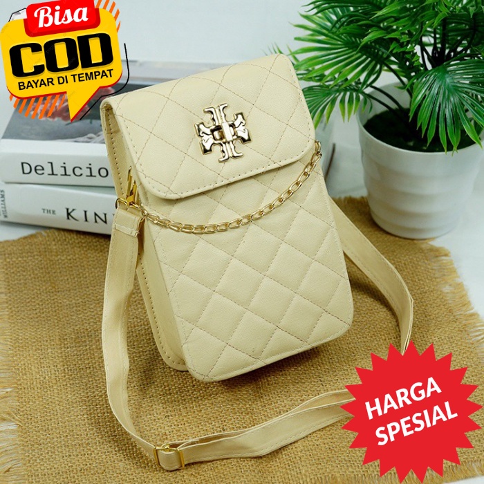 PROMO Tas selempang Hp Wanita Fashion Bordir Rantai Gold Tas selempang wanita Kekinian Tas wanita ootd 002