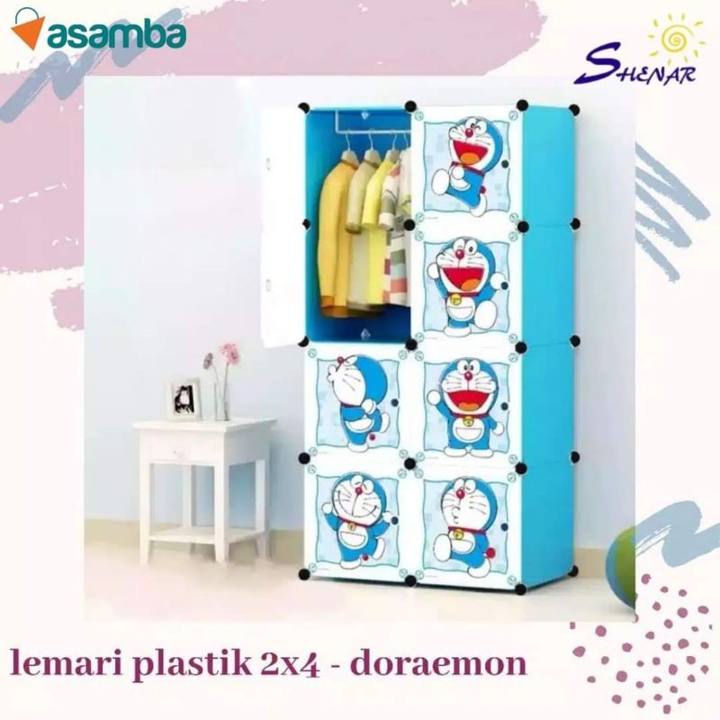 Lemari Pakaian Portable 8 Pintu Doraemon (2x4) Shenar Rak Lemari Plastik 8 Kolom