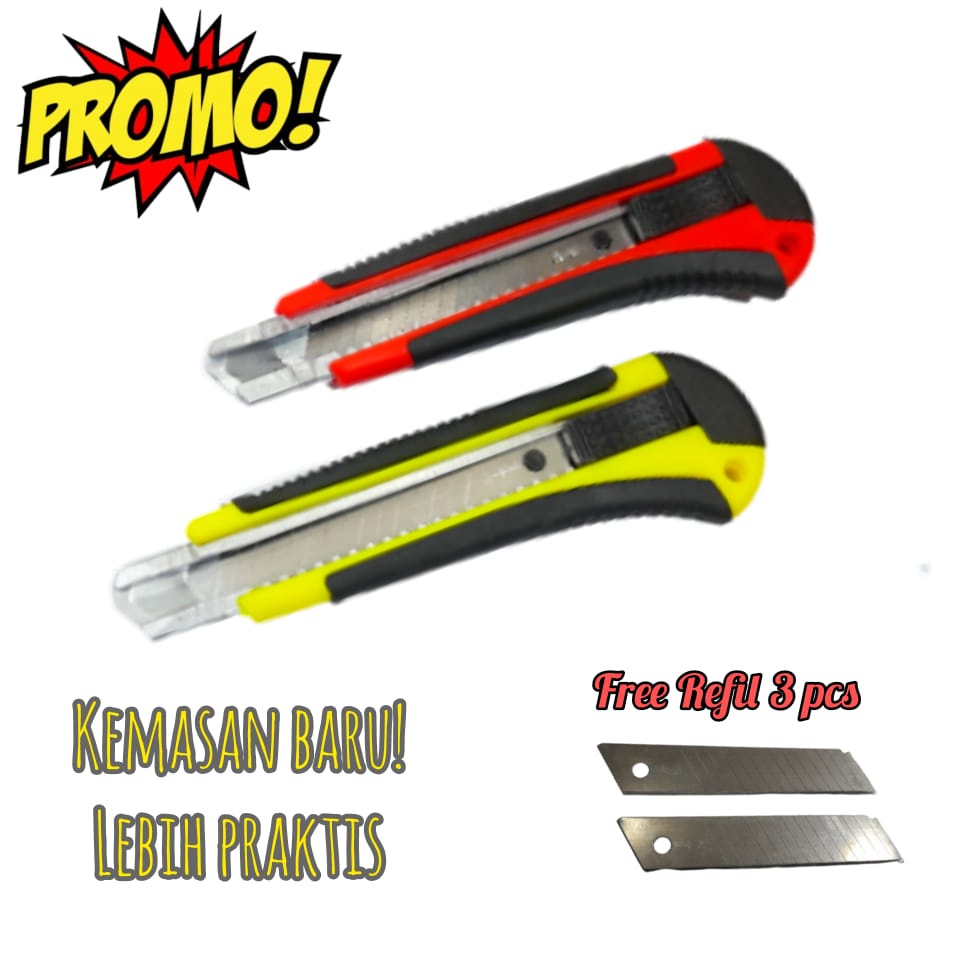 

Pisau Cutter Knife Gagang Karet Ukuran Besar Grip Gagang Karet