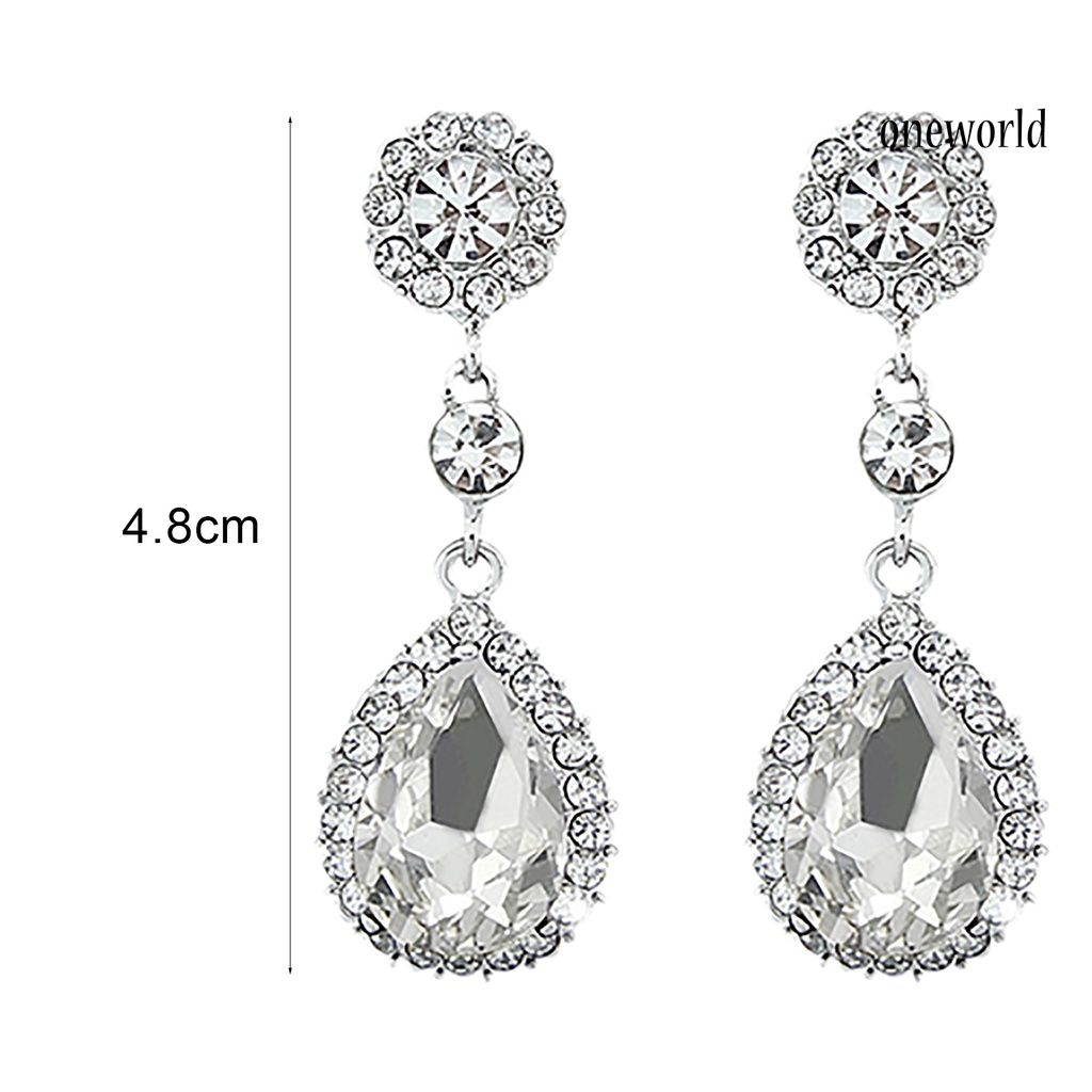 OW@ Women Luxury Water Drop Chandelier Earrings Rhinestone Ear Drops Jewelry for Daily Life