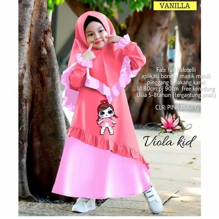 VIOLA SYARI KIDS Gamis Anak 6-8 tahun Panjang Trendy 2021