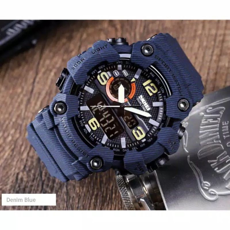 Jam Skmei 1520 denim army original bergaransi free paper box