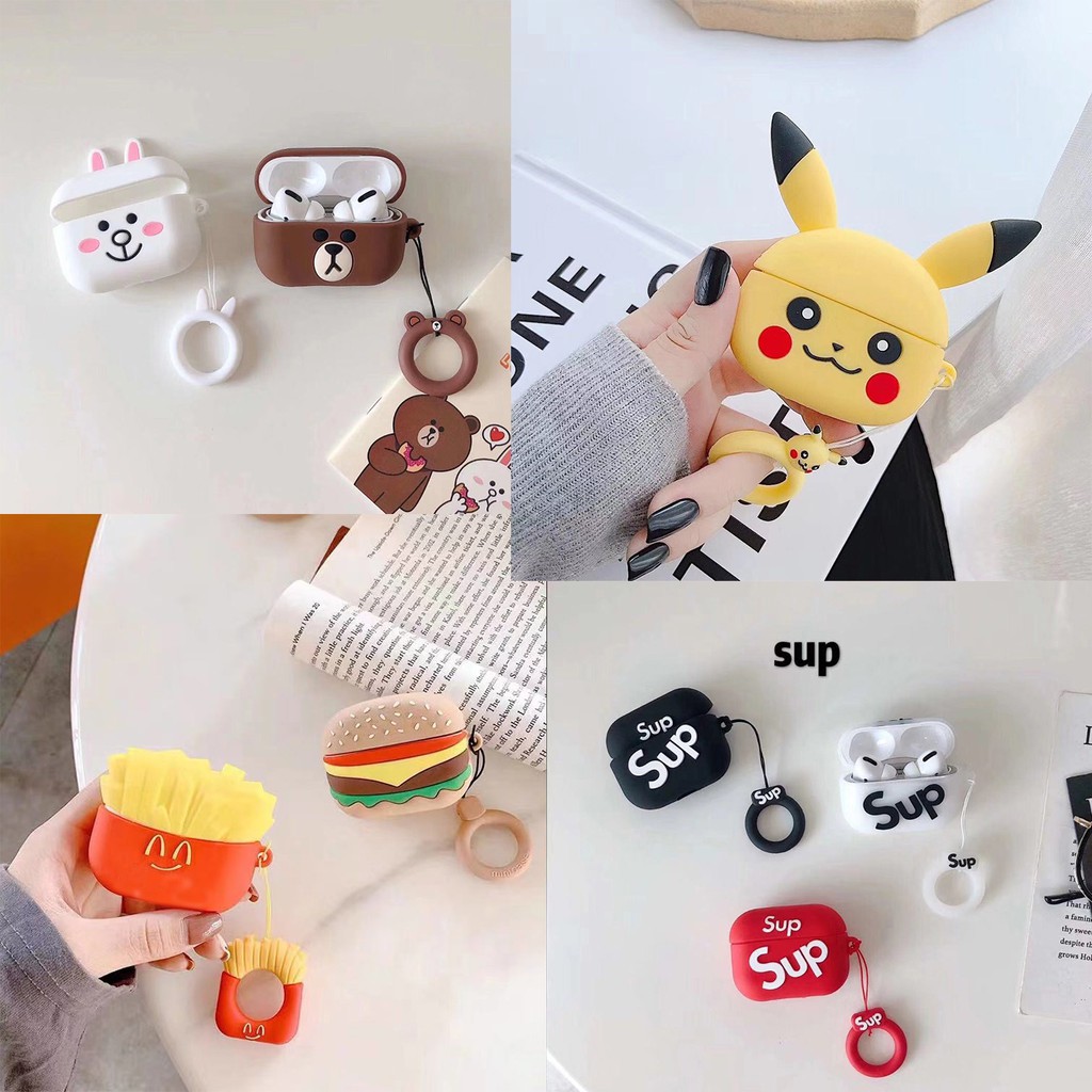 Casing Airpods Pro Soft Silicone Lucu Imut Motif Kartun Burger