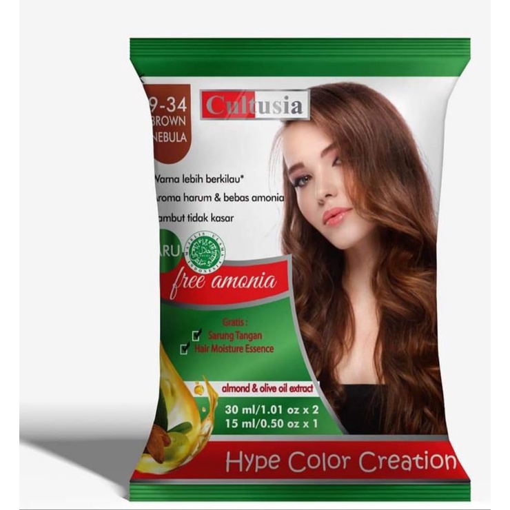 Cultusia Hype Color Creation Sachet Pewarna Rambut Bebas Amonia Sachet Semir Rambut Hitam Instan