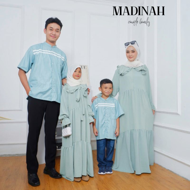 SETELAN COUPLE KELUARGA SERAGAM SARIMBIT BAHAN RAYON CRINKLE PREMIUM KOKO GAMIS MADINAH COUPLE KELUA