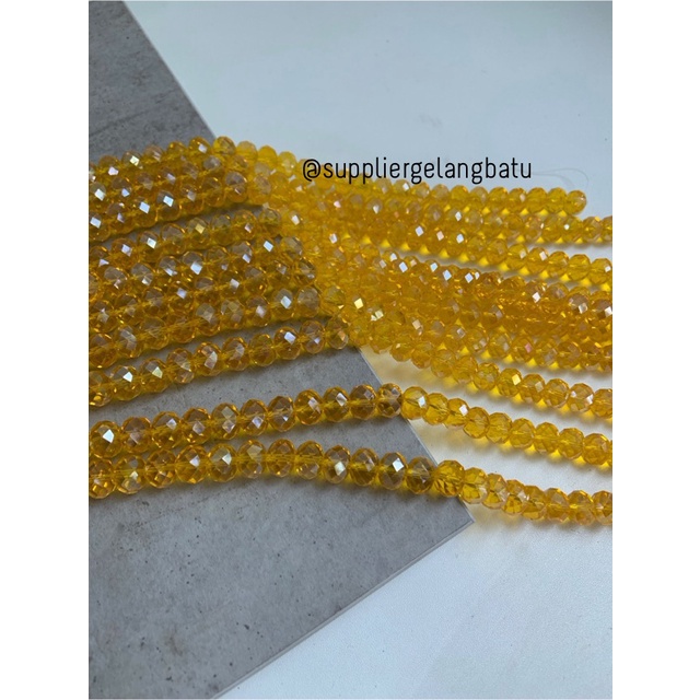 Crystal Ceko kilap 12mm yellow quartz kuarsa kuning bening kristal acc bahan kalung gelang anting strap mask kerajinan tangan craft citayam fashion week etink vintage elegan bali manik crystal