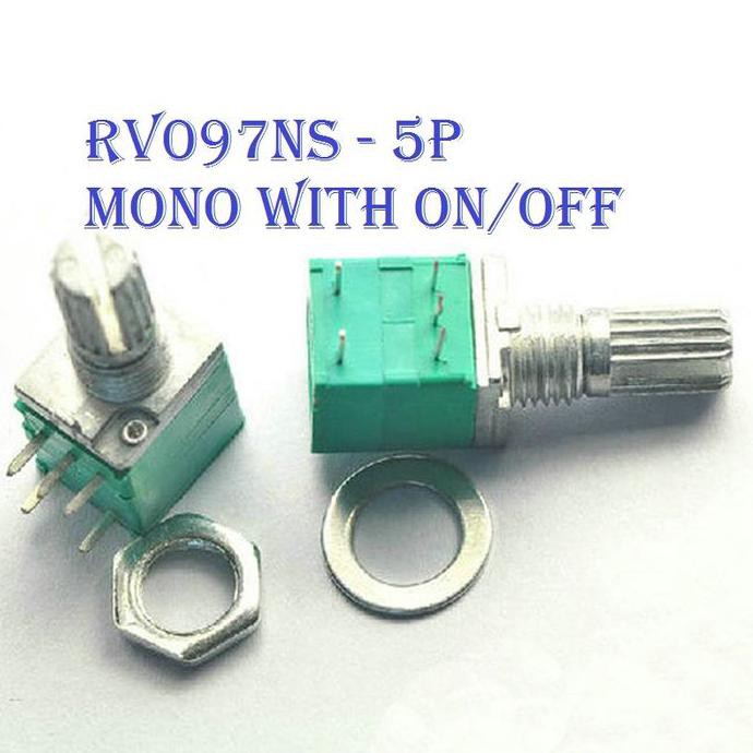 Rv097Ns Sealed Potentiometer B20K With On-Off 15Mm Mono 5P Audiopa83 Murah
