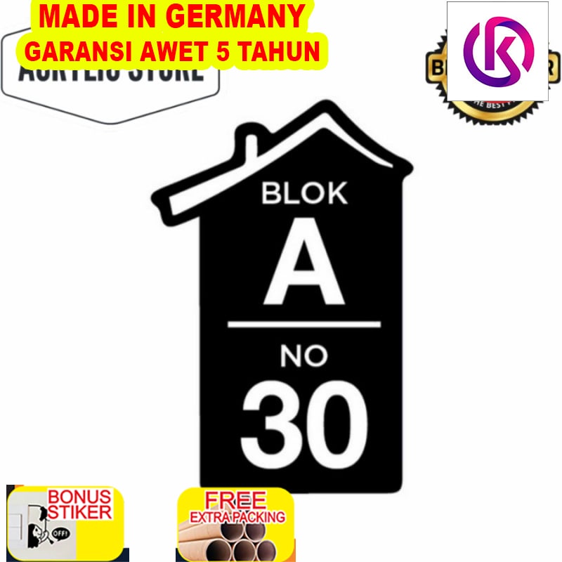 

Grosir nomor rumah akrilik timbul 30x20