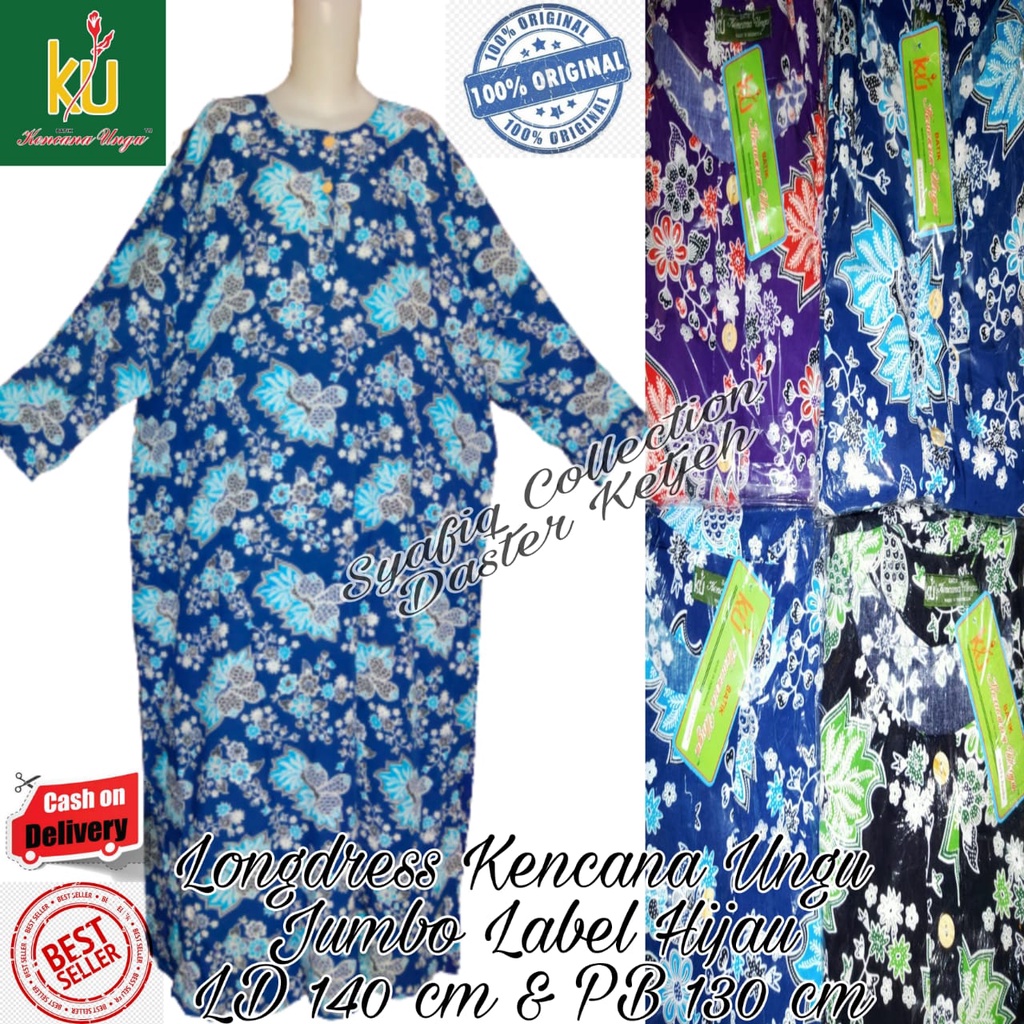 DASTER LONGDRESS JUMBO KENCANA UNGU LABEL HIJAU//  DASTER PANJANG JUMBO KENCANA UNGU// DASTER PANJAN