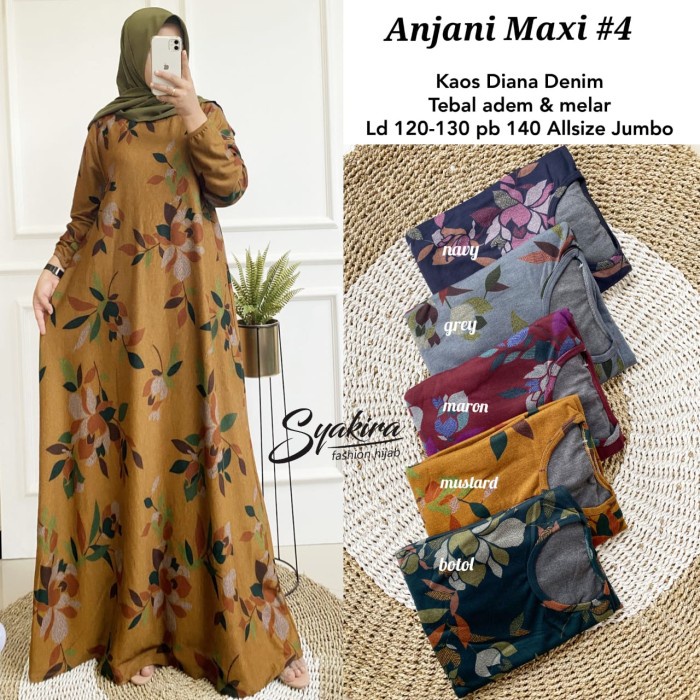 NEW ANJANI JUMBO MAXY TERBARU GAMIS JUMBO BAHAN KAOS DENIM TEBAL ADEM