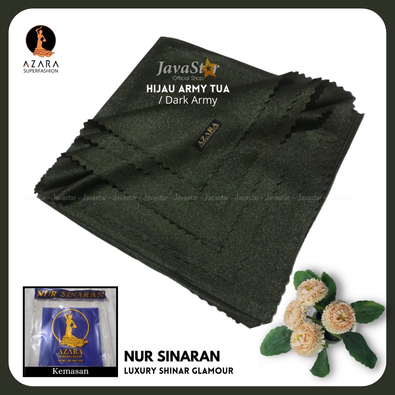 (GROSIR COD) Jilbab Azara luxury NUR sinar glamour Laser Cut kerudung hijab segiempat glowing-Hijau Army tua