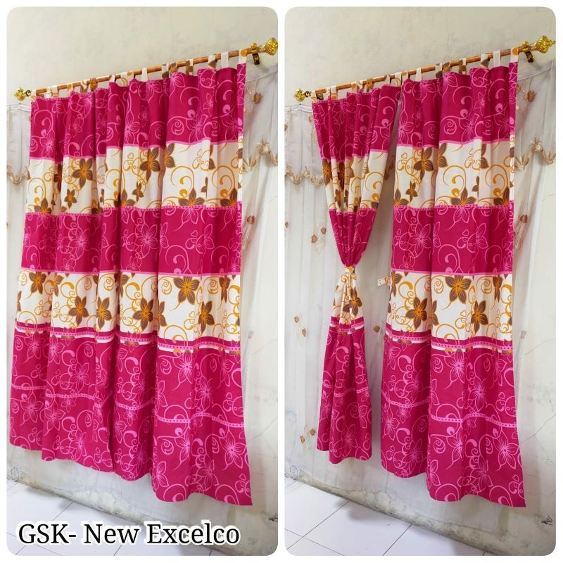 [ PINTU DAN JENDELA ] GORDEN TALI + PONI MOTIF FLORAL PINK