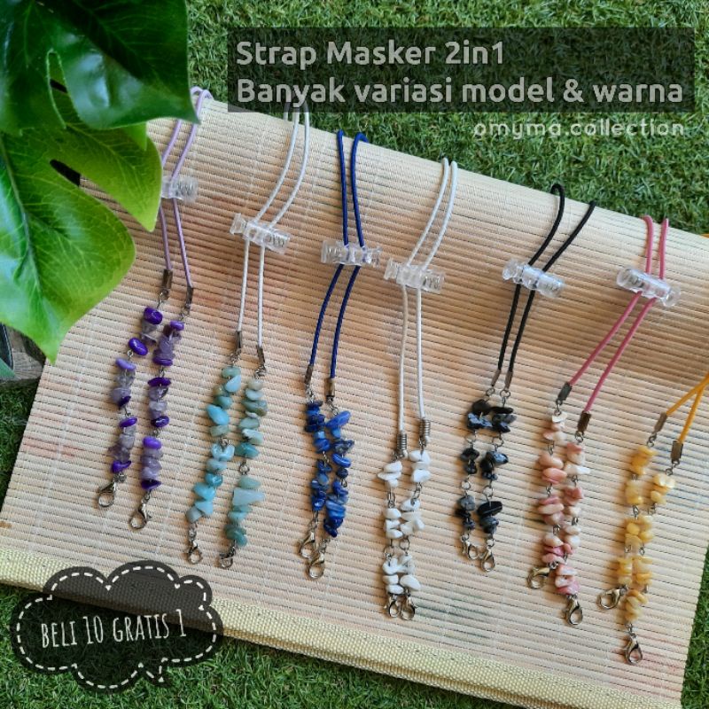 COD Strap masker 2in1/ tali masker hijab/ Kalung masker batu kerikil