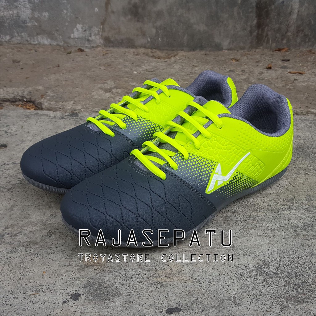 TROYA - Pro ATT Sepatu Futsal ABU HIJAU Original FWD781 - Sepatu Bola Pria Murah