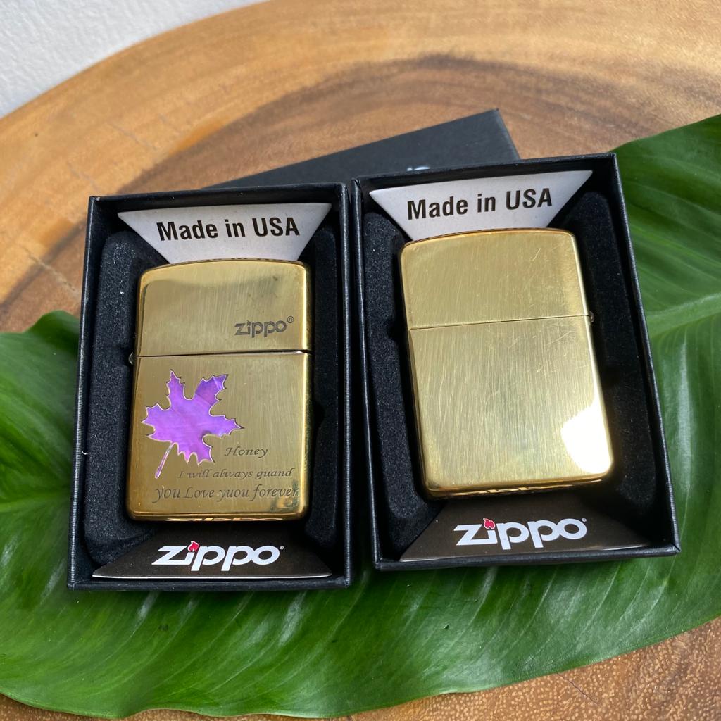 Korek Zippo Gold Premium Daun Maple