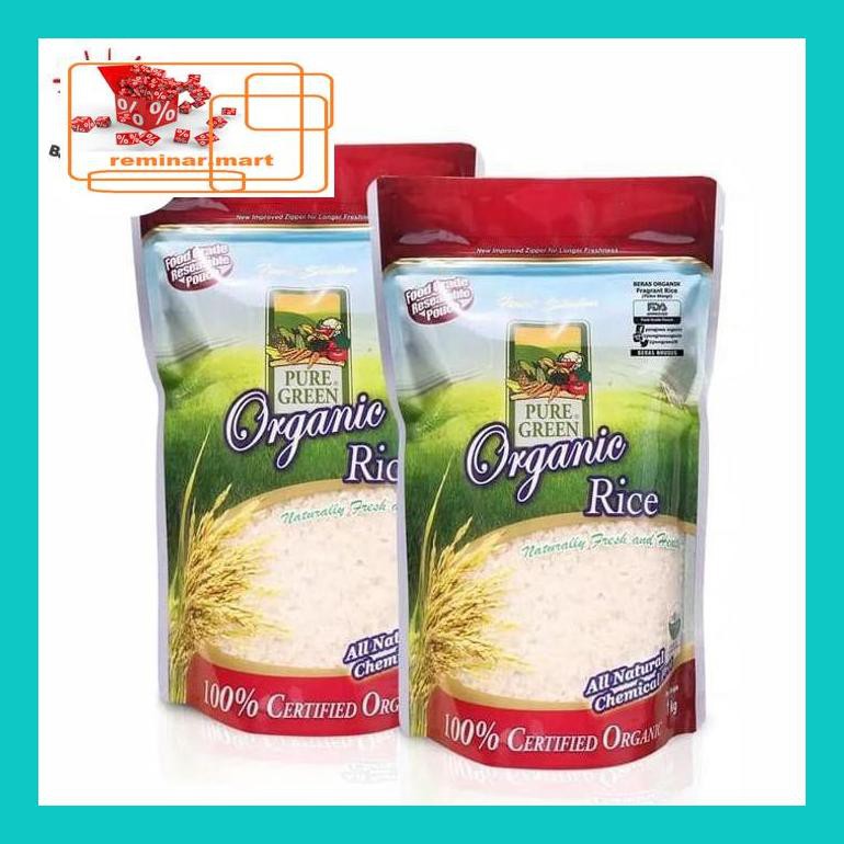 

S0Bers Puregreen Organic Rice Beras Organik Pulen Wangi Paket 2 X 1 Kg Ric0S50B