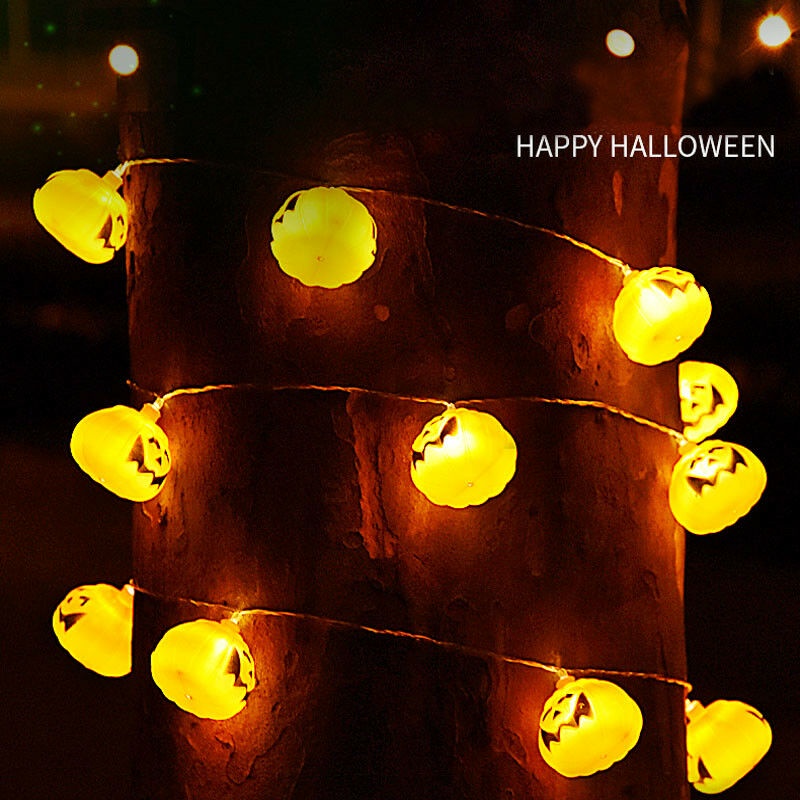 Lampu String LED Bentuk Labu Halloween Tenaga Baterai Untuk Dekorasi Paskah