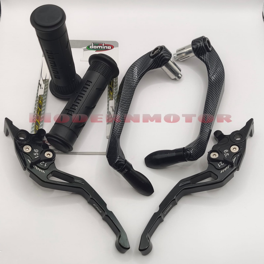 [HEMAT 3in1] Proguard Carbon Sabit + Handgrip Domino + Jalu as + Handle Variasi CNC Nmax PCX Aerox Vixion Beat Mio Vario Tiger Mx Lexi Vario150 CBR R15 v3 Fu Mio j Rx king ADV Freego