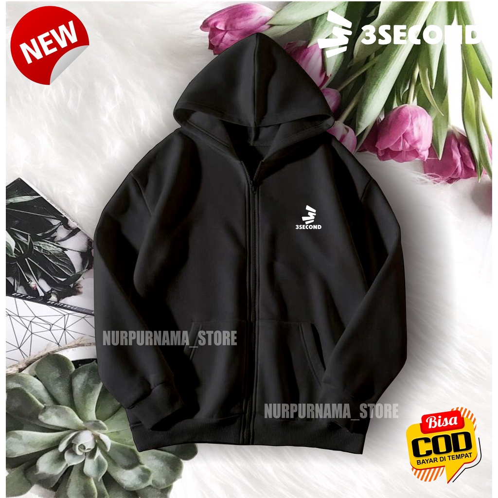 COD Jaket Sweater-Ziper Hoodie Pria Distro 3SECONOriginal Big Size Jumbo M - XXL TERBARU