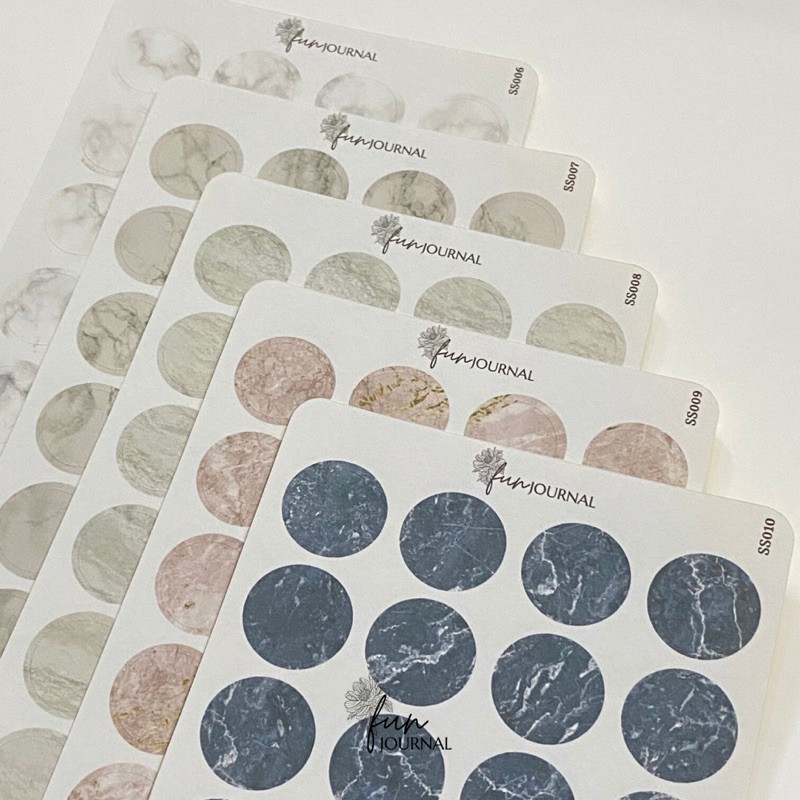 

MARBLE ROUND STICKER SHEET UNTUK JOURNAL JURNAL PLANNING PLANNER SCRAPBOOK DIY BUJO