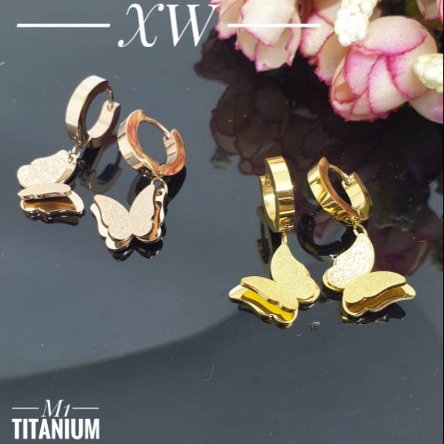 Anting Titanium Kupu Gold/Rosegold E14035