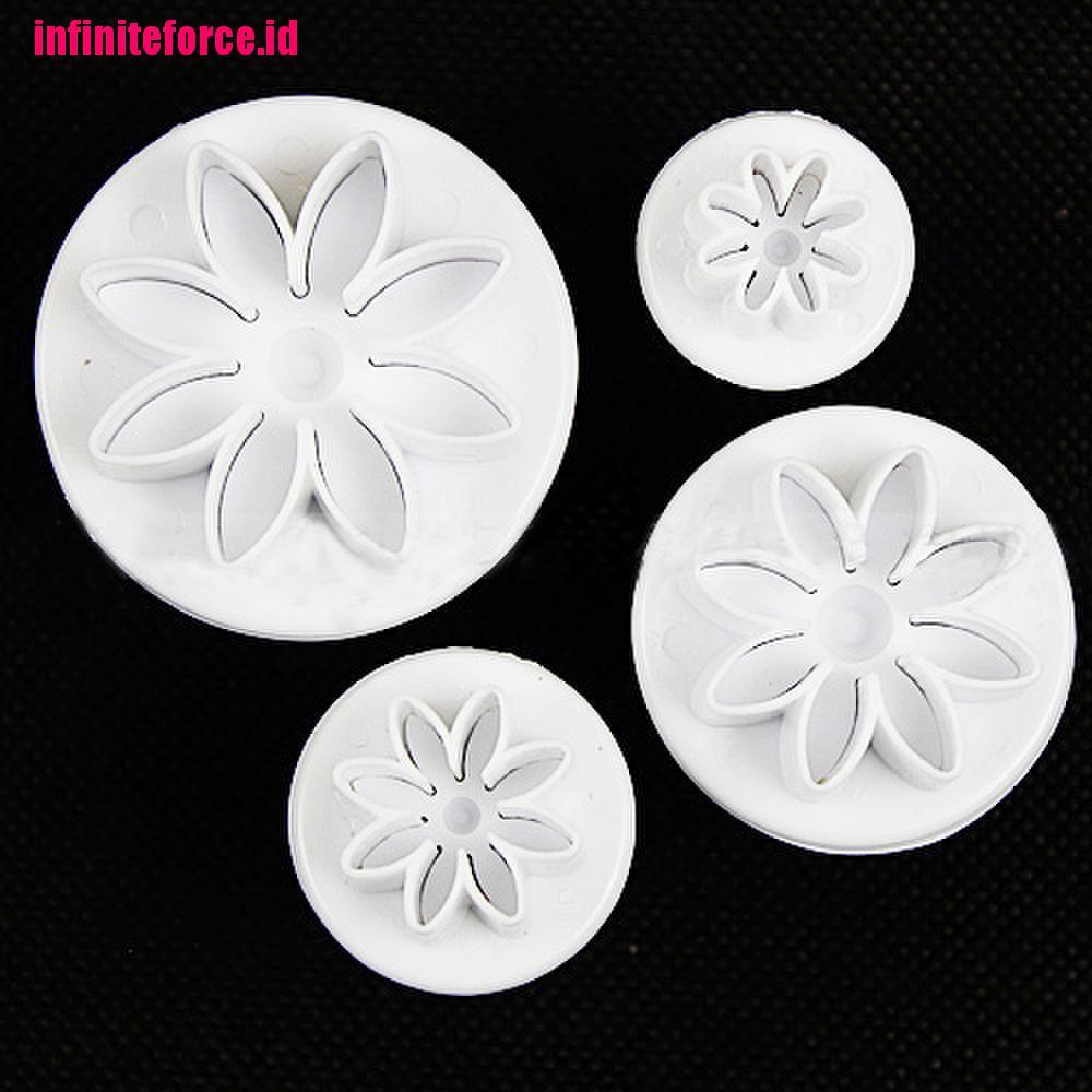 4X Cake Fondant Sugarcraft Decor Cookie Mould Mold Plunger Daisy Flower Cutter