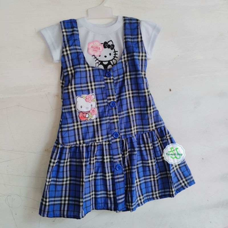 Overall 2 3 tahun outer anak cewek kodokan baju putih anak perempuan viral unik ( overall Fazako )