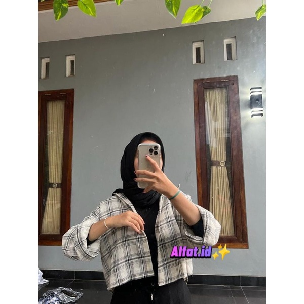 crop top tartan / crop top flanel / kemeja crop wanita-7