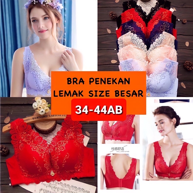 (BRA11) Bra Big Size Beha bh JUMBO 34-44 AB / Beha Penekan lemak  Tanpa kawat LingeriQ