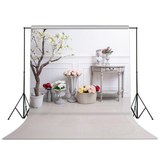 Backdrop Background Motif Bunga Putih Bahan Polyester 