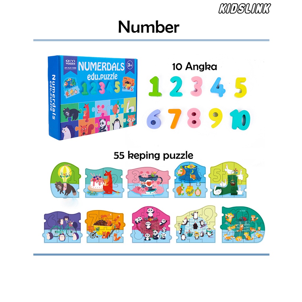 Educate Puzzle Number Alphabet Montessori Toys Mainan Edukasi Angka Abjad