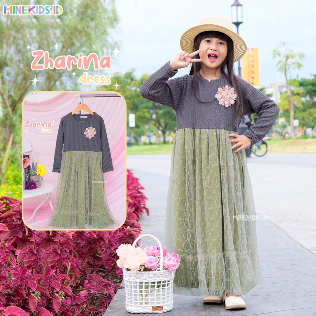 ZH-E Baju Dress Anak Minekids Zharina Magnet