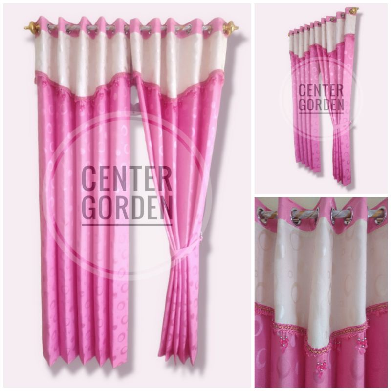 GORDEN PONI SMOCKRING MINIMALIS JENDELA DAN PINTU MOTIF POLKADOT PINK