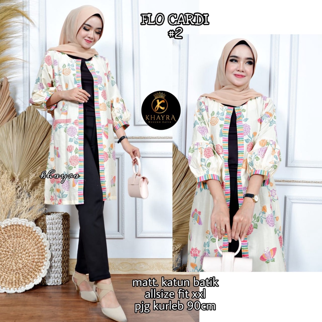 Elo cardi outer lengan atasan kerja batik solo modern