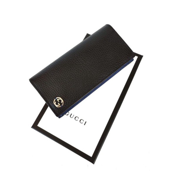 Gucci Long Wallet Black Inside Blue Original