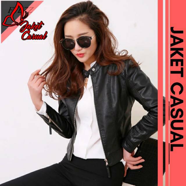 Jaket Kulit Bomber Wanita / Jaket Kulit Casual Wanita / Jaket Hijabers